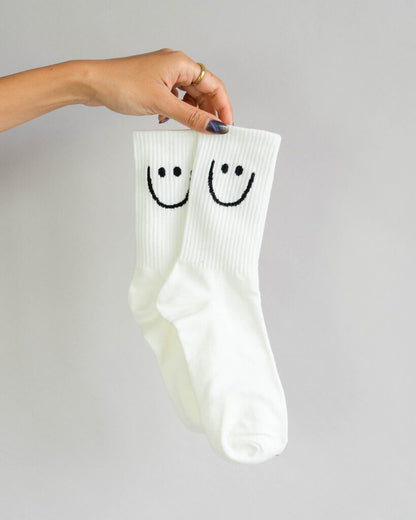 Smiley Face Socks - White