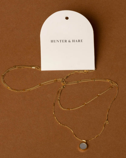 Hunter & Hare: Dual Chain with Opal Shell Pendant