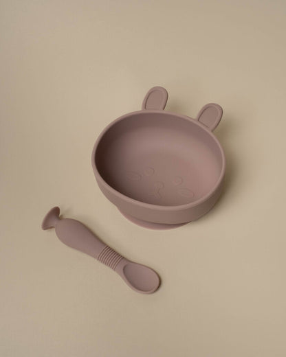 Silcone Bunny Bowl + Spoon