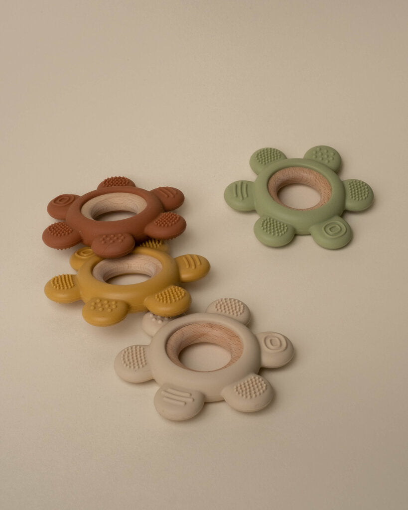 Silcone Baby Teether w/ Wooden Ring