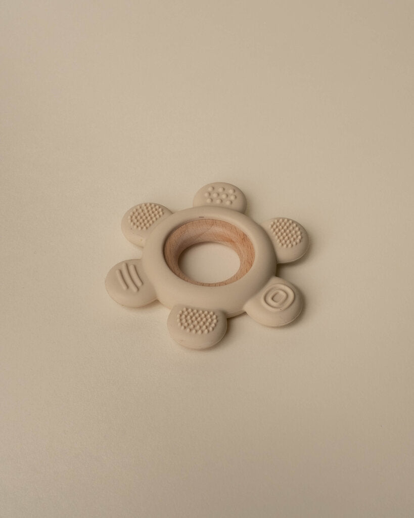 Silcone Baby Teether w/ Wooden Ring