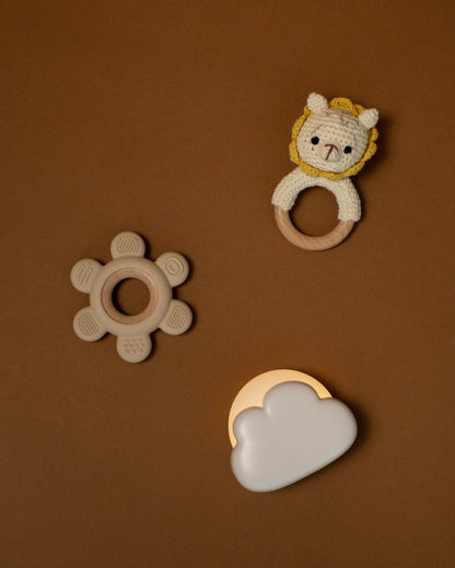 Silcone Baby Teether w/ Wooden Ring