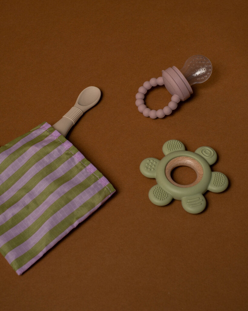 Silcone Baby Teether w/ Wooden Ring