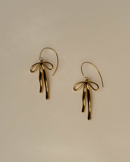 Drooping Bow Dangle Earrings