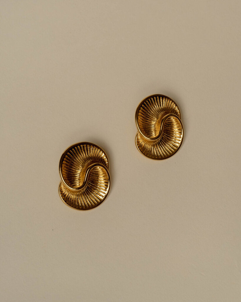 Gold Statement Swirl Stud Earrings