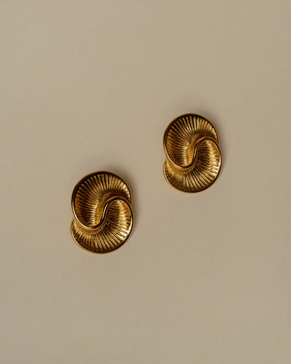 Gold Statement Swirl Stud Earrings