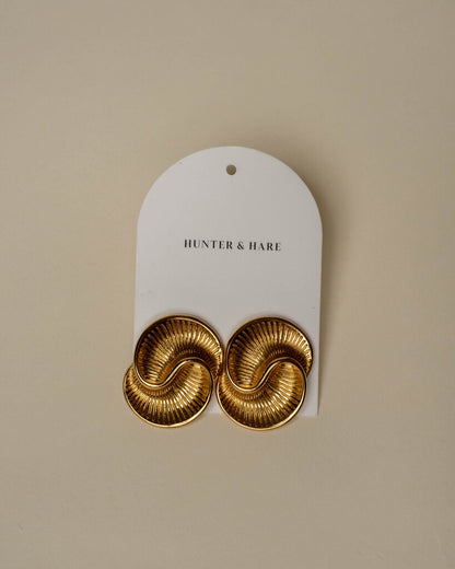 Gold Statement Swirl Stud Earrings