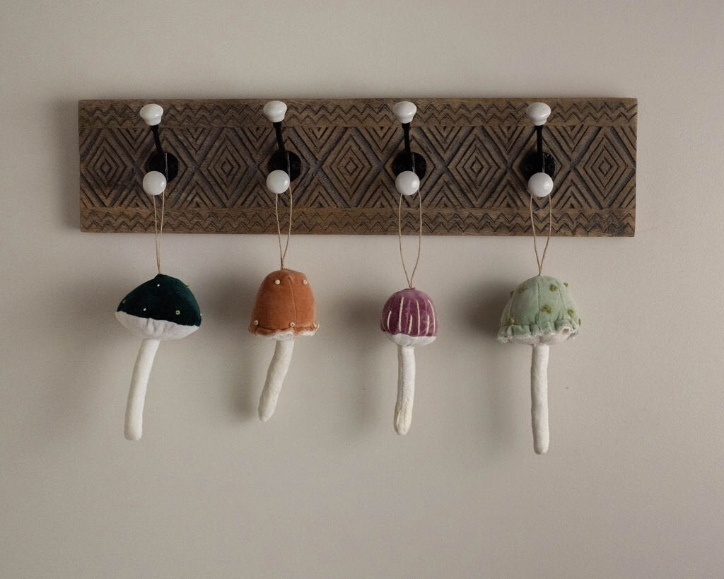 Velvet Mushroom Ornaments