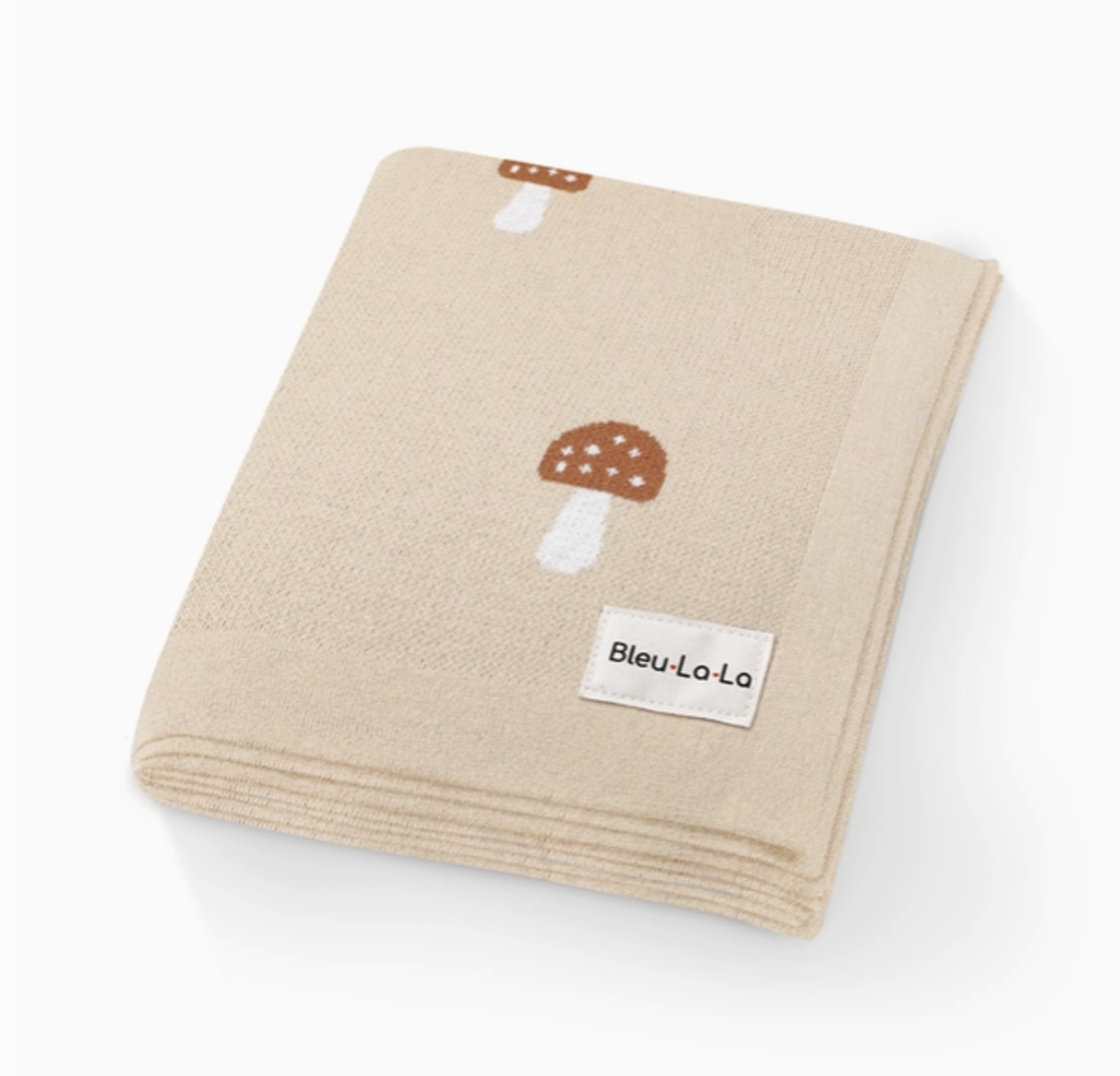 100% Luxury Cotton Swaddle Receiving Baby Blanket - Mushroom | Camel